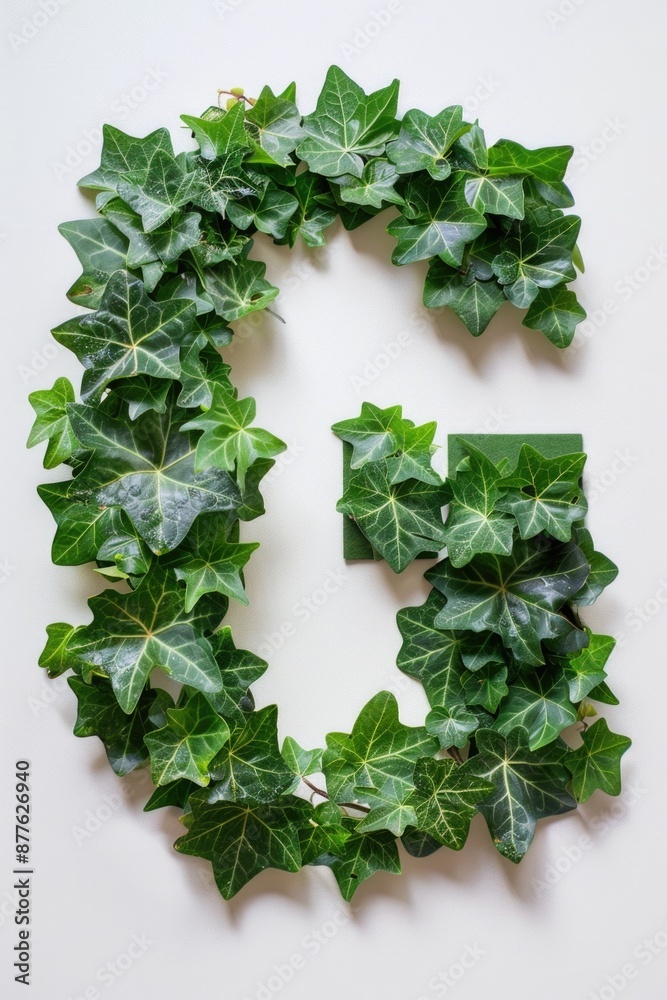 A delicate arrangement of green ivy leaves on a white surface A delicate arrangement of green ivy leaves on a white surface