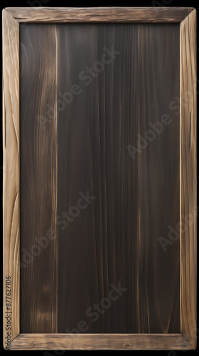 Rustic brown wood frame with dark brown wood background, perfect for vintage and rustic design projects. 
