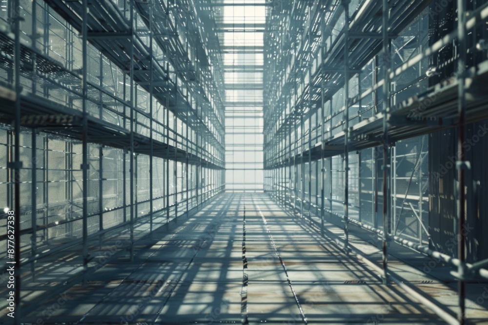 A long hallway with many windows, suitable for interior design or architecture projects A long hallway with many windows, suitable for interior design or architecture projects