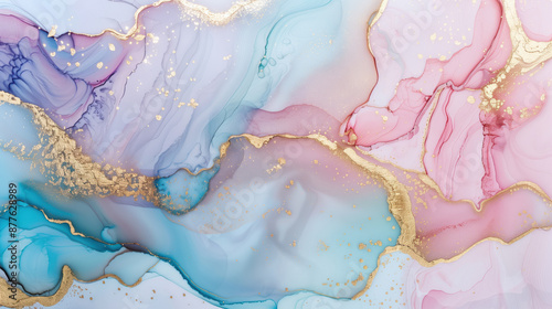 Wallpaper Mural Textura Abstrata de Mármore com Detalhes Dourados e Cores Suaves Torontodigital.ca