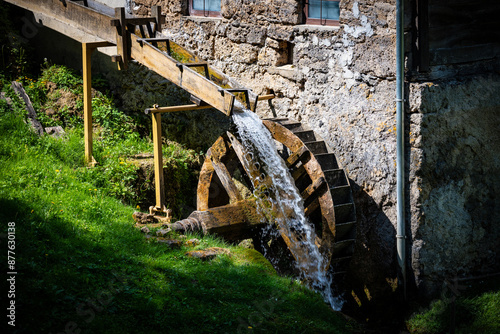 Draganov Mlin, one of the last architectural landmark of preserved old mills in the Zumberak mountains in the Slapnica stream canyon, Croatia photo