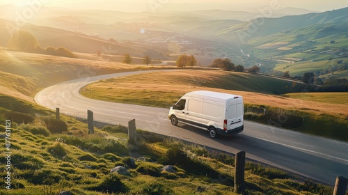 The white van on road photo
