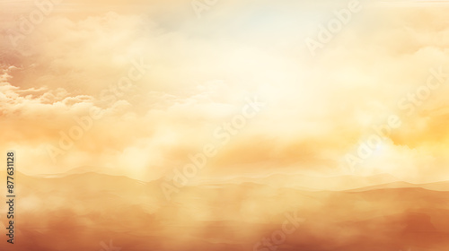 A dreamy, golden sky with clouds and mountains, perfect for a peaceful and serene design. 