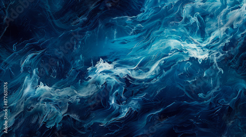 Ethereal swirling blue and white abstract smoke art in a dark background