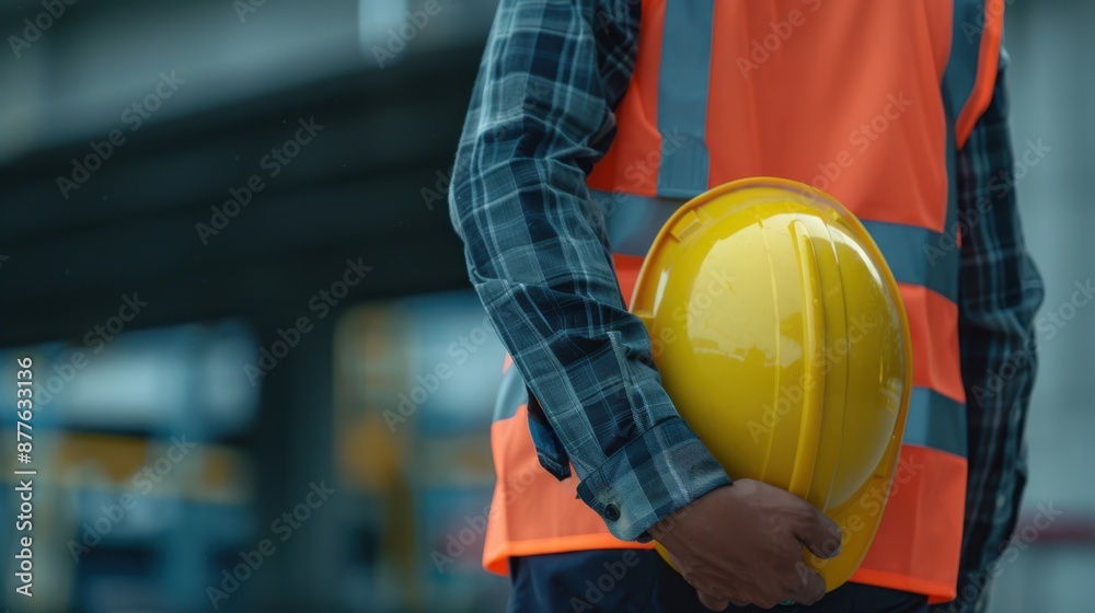 The construction worker with helmet The construction worker with helmet