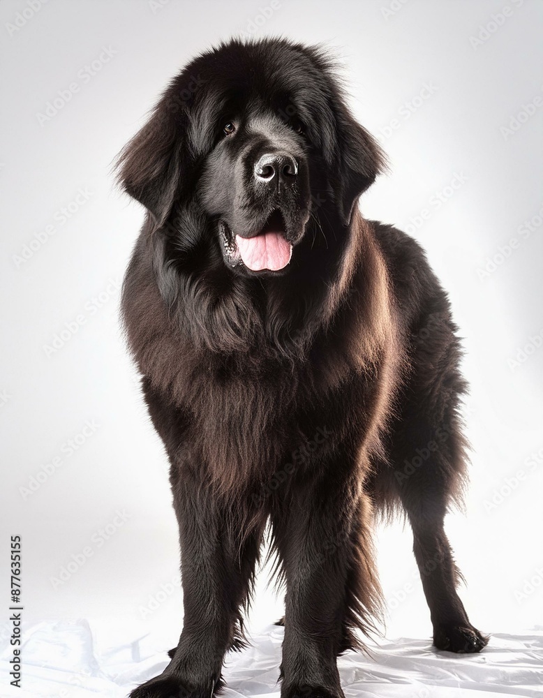 Newfoundland dog on a white background