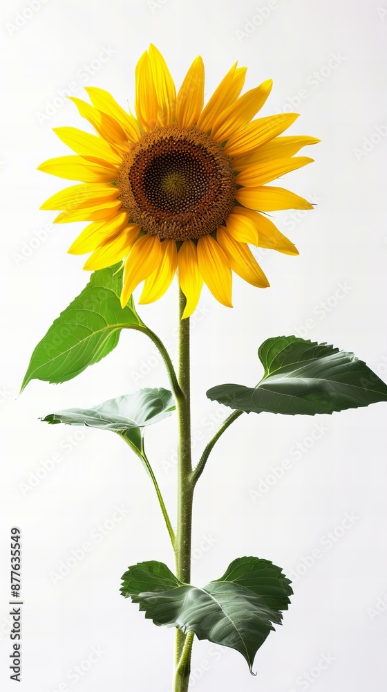 Obraz premium Vase with flowers: Sunflower, white background.