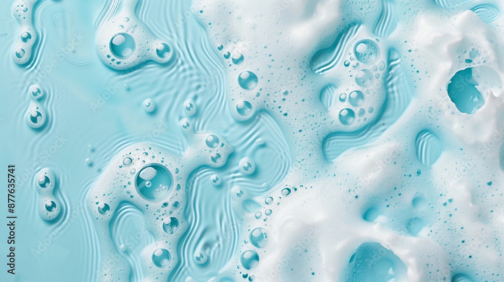 Soap foam on the water on a blue background. Foam texture as background for image. Soap bubbles on the background of foam Soap foam on the water on a blue background. Foam texture as background for image. Soap bubbles on the background of foam