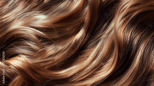 Close-up of silky smooth women's hair, displaying various shades from dark to light. Perfect for beauty, fashion, and haircare advertisements.