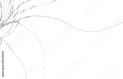 Cracked glass screen window overlay isolated cutout on transparent