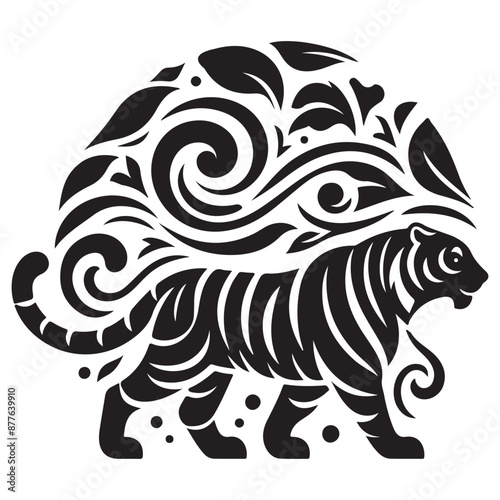 Abstracts silhouette vector of tiger 