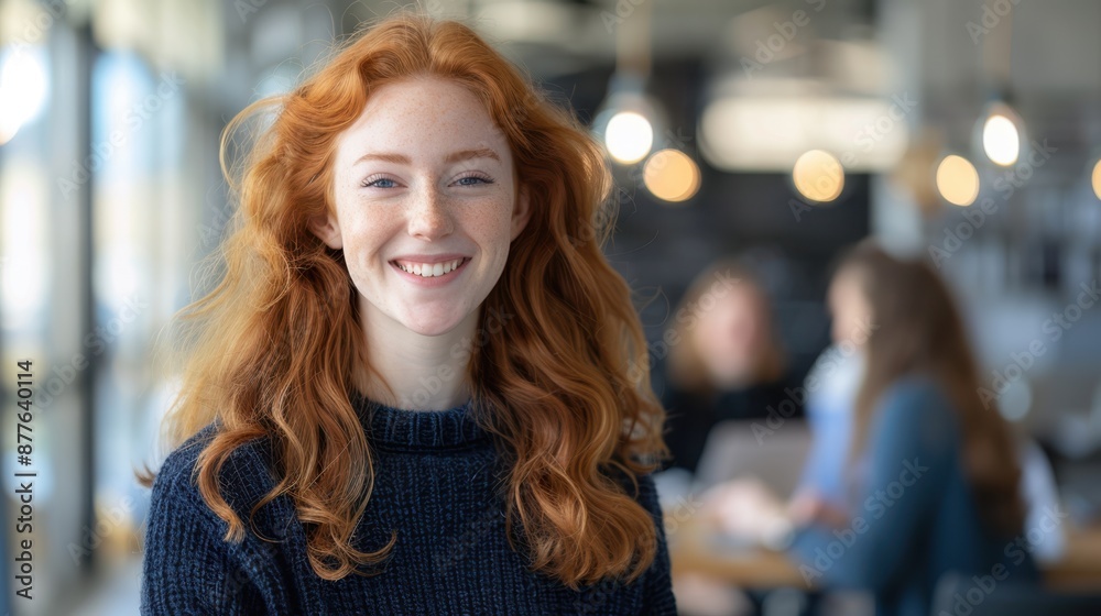 The redhead woman smiling The redhead woman smiling