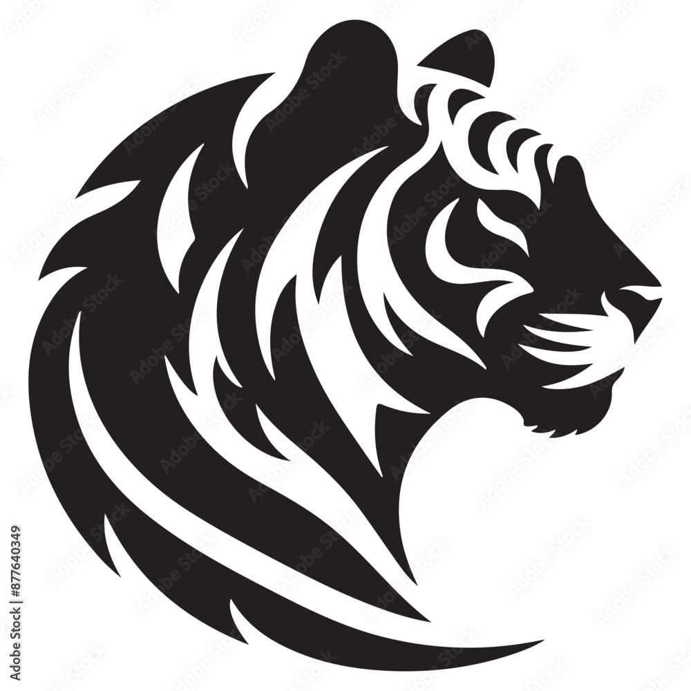 Obraz premium a black and white tiger head silhouette vector