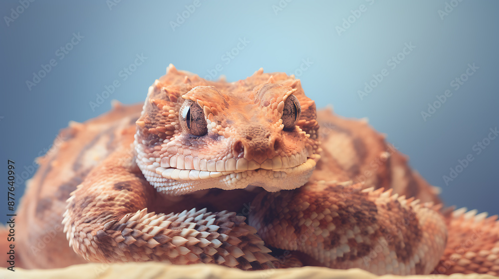 Fototapeta premium Close-up portrait of a brown and white gecko with bright eyes, perfect for a wildlife or reptile themed design. 
