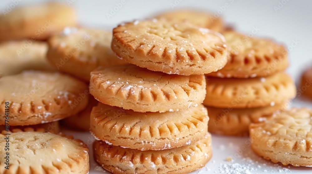 Freshly baked cookies sitting on a wooden table