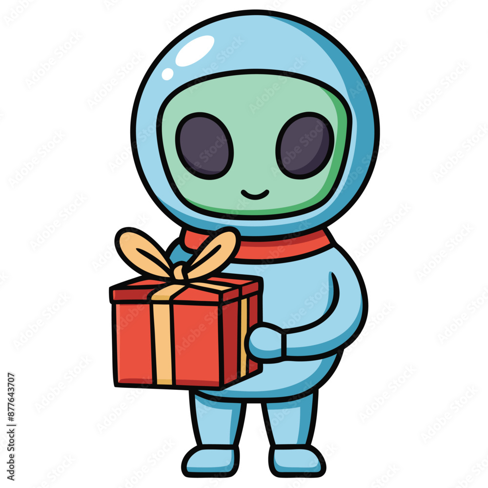 Cartoon style Cute Alien Robot wearing Space suit Vector Icon Illustration Cartoon style Cute Alien Robot wearing Space suit Vector Icon Illustration
