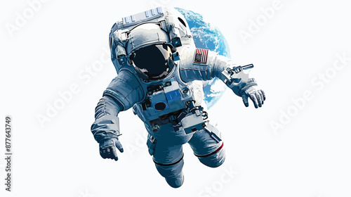 Astronaut in space earth background. 3d illustration