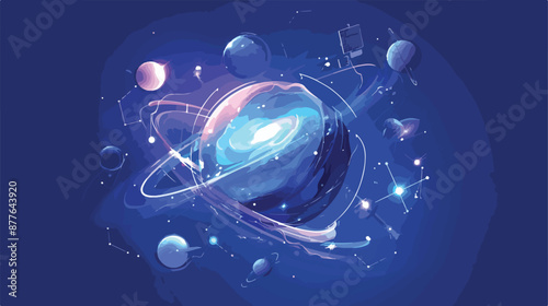 Astronomy galaxy constellation and sci-fi concept. 3d
