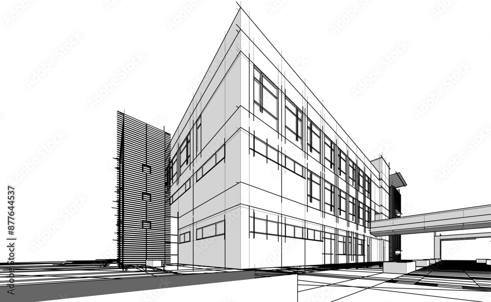 Modern office building concept 3d rendering Modern office building concept 3d rendering