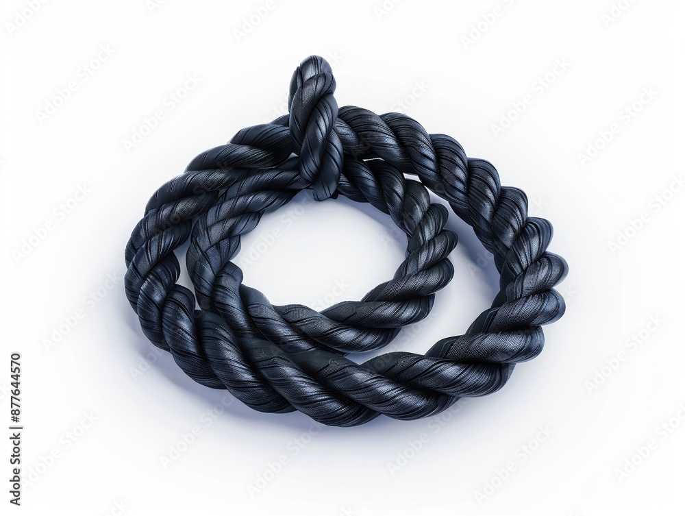 a battle rope, strength training equipment, photorealistic, black, isolated on white background a battle rope, strength training equipment, photorealistic, black, isolated on white background