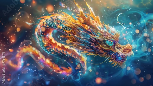 Chinese zodiac dragon. chinese lunar new year celebration, generative ai. lunar. Illustration 