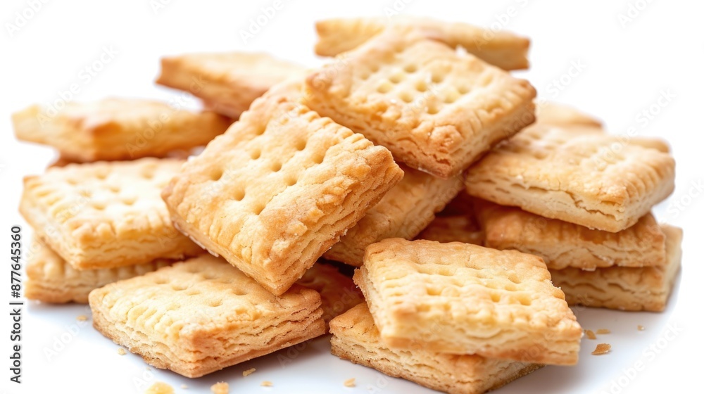 A pile of crackers on a white surface A pile of crackers on a white surface