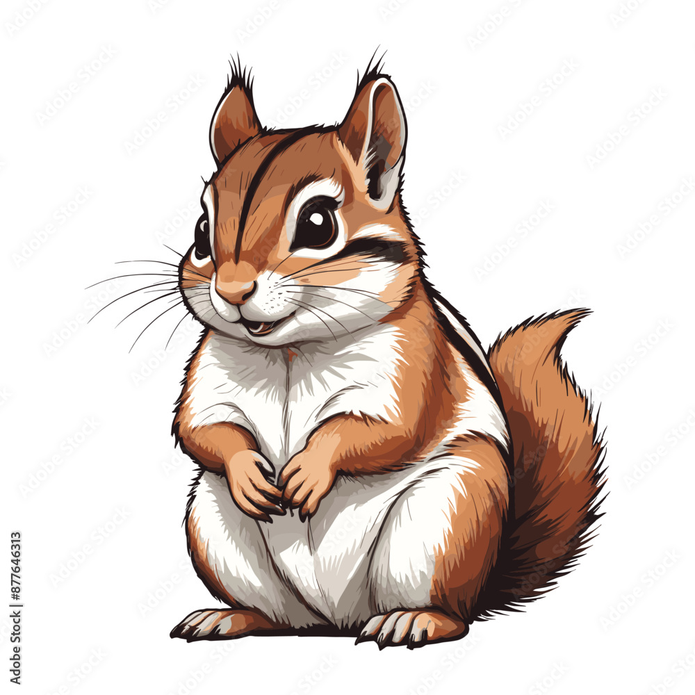 Obraz premium Chipmunk Illustration with Bushy Tail Squirrel
