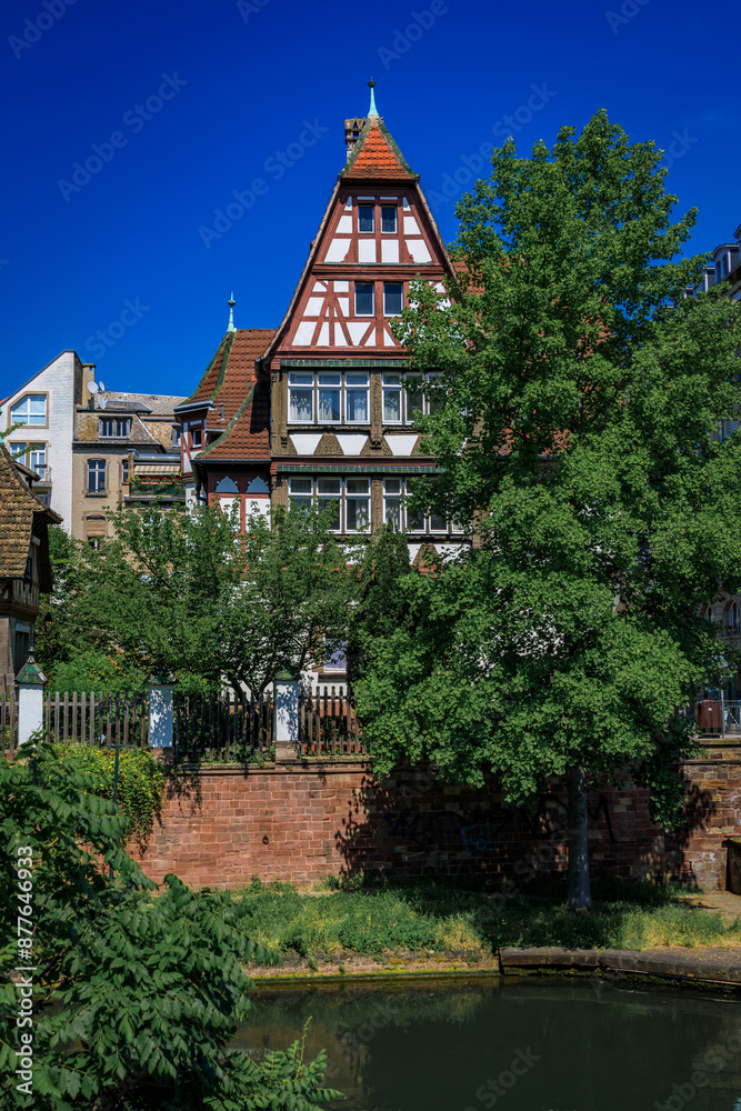 Ornate half timbered house on historic Grande Ile in Strasbourg, Alsace, France Ornate half timbered house on historic Grande Ile in Strasbourg, Alsace, France