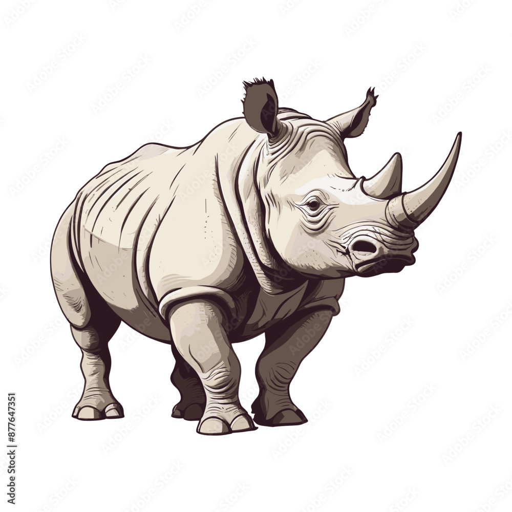Fototapeta premium Hand Drawn Rhino Portrait Illustration