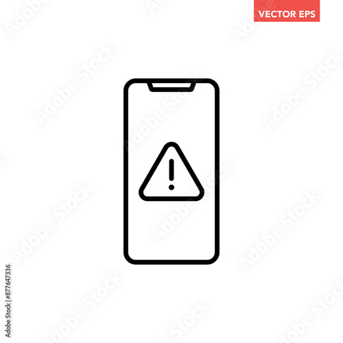 Free Download Single black phone with alert notification line icon, simple device warning flat design vector pictogram, infographic interface elements for app logo web button ui ux isolated on white background - GFXLoad