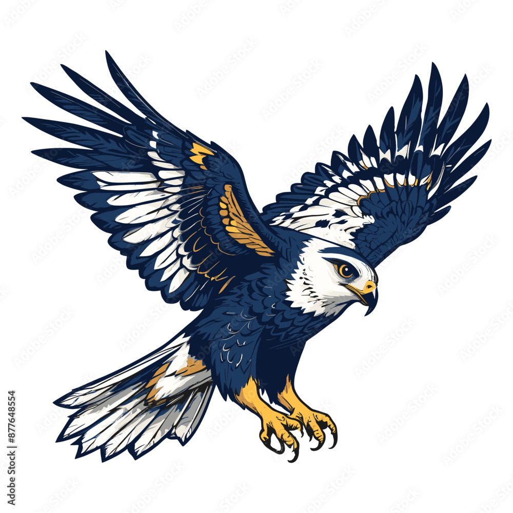 Fototapeta premium Hand Drawn Falcon Flying Vector Flying Eagle Illustration