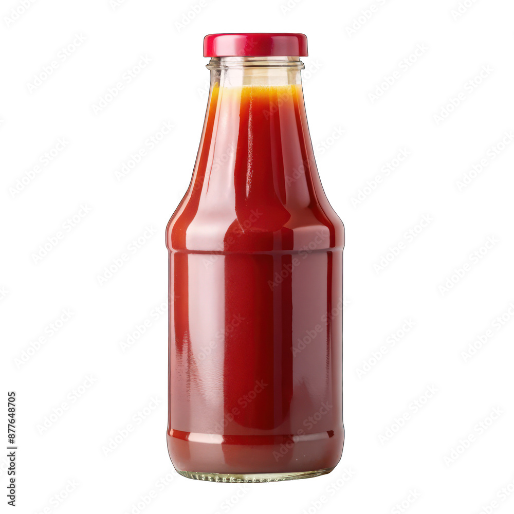 Glass bottle of smoothie with red glitter on transparent background Glass bottle of smoothie with red glitter on transparent background