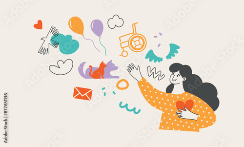 Back to school concept. School, society, charity Flat illustration design