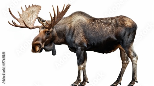 Wallpaper Mural An illustrative depiction of a moose on a simple white background, highlighting the animal's strength and grace, capturing the viewer's attention with minimalist detailing. Torontodigital.ca