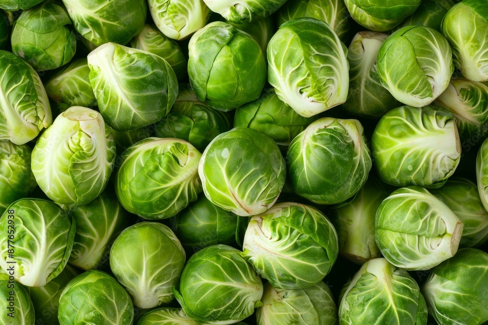 Fresh raw organic brussel sprouts vegetables filling the frame, forming a food background Fresh raw organic brussel sprouts vegetables filling the frame, forming a food background