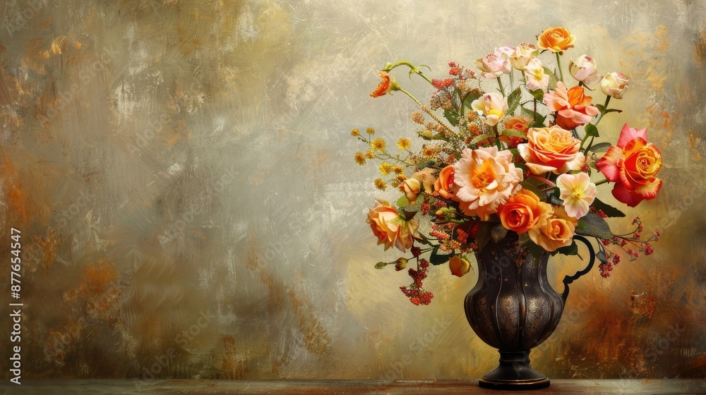 custom made wallpaper toronto digitalVintage antique vase with ornamental flower bouquet