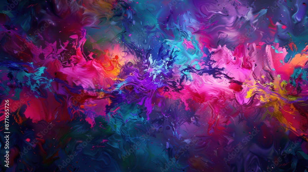 A colorful abstract painting with a blue and orange swirl. The painting is full of vibrant colors and has a dreamy, ethereal quality. The colors seem to be swirling and blending together A colorful abstract painting with a blue and orange swirl. The painting is full of vibrant colors and has a dreamy, ethereal quality. The colors seem to be swirling and blending together