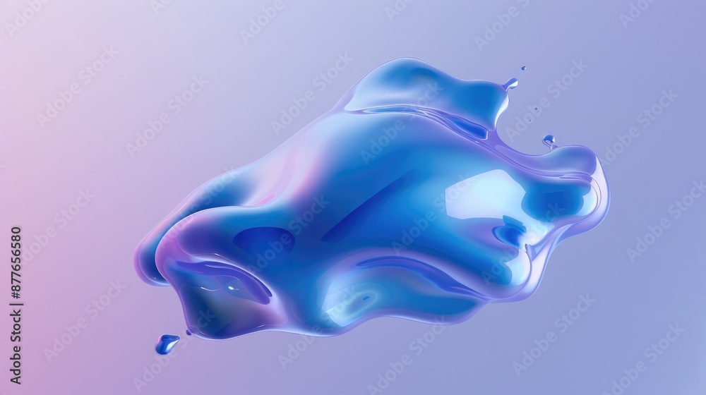Blue and purple gradient color floating liquid blob. 3d rendering picture Blue and purple gradient color floating liquid blob. 3d rendering picture