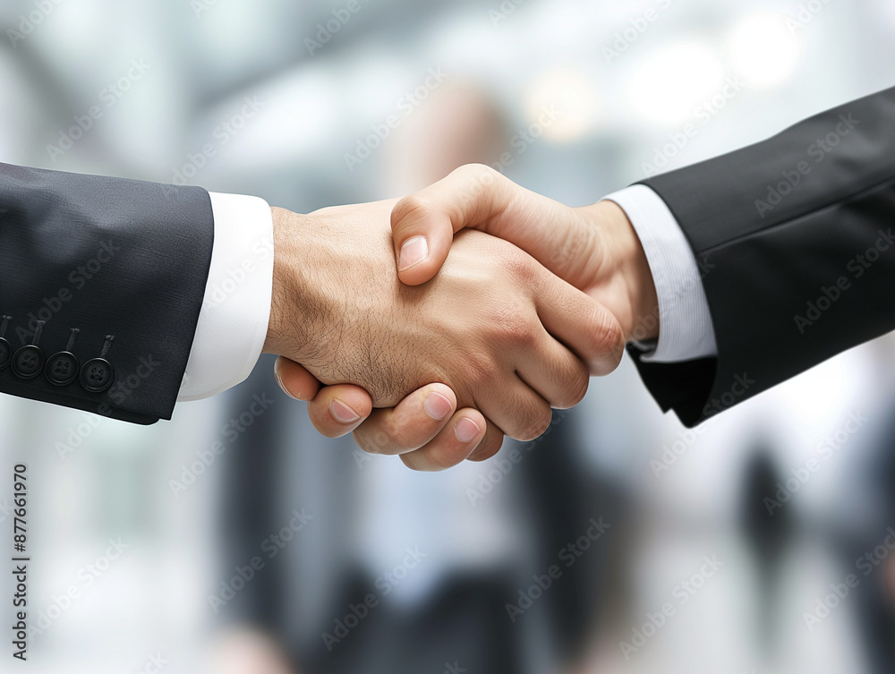 Two men shaking hands in a business setting Two men shaking hands in a business setting