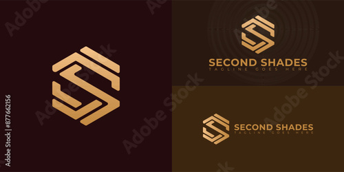 Abstract initial hexagon letter S or SS logo in gold color isolated on multiple background colors. The logo is suitable for horse training business logo vector design illustration inspiration template