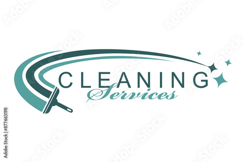 cleaning service design with window glass squeegee isolated on white background