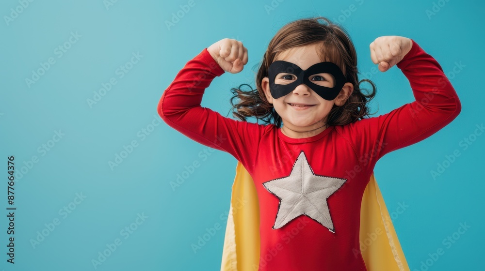 The superhero girl in costume The superhero girl in costume