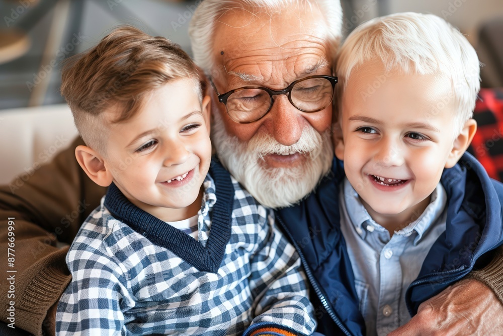 Grandfather with Grandchildren Smiling Together
Grandfather with Grandchildren Smiling Together