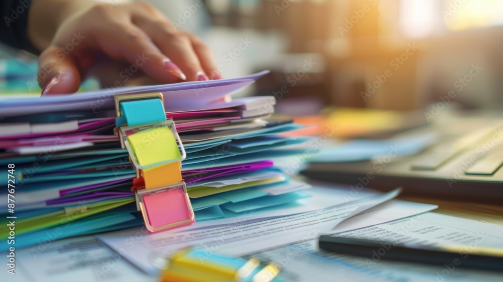 The organized stack of documents