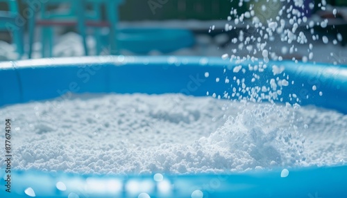 Chlorine powder for algae removal and water disinfection in inflatable pool care photo
