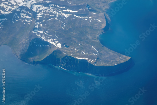 Haelavikurbjarg at Hornstrandir peninsula in Iceland Westfjord region seen from an airplane photo