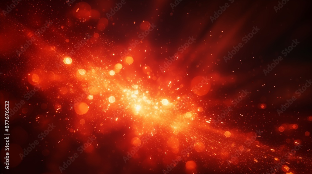 Abstract Radiance: A Fiery Red Light Explosion with Sparkling Flares Abstract Radiance: A Fiery Red Light Explosion with Sparkling Flares