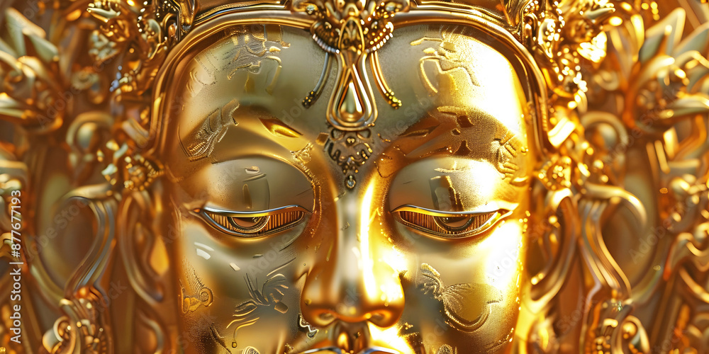 Obraz premium golden buddha statue, ai generated.