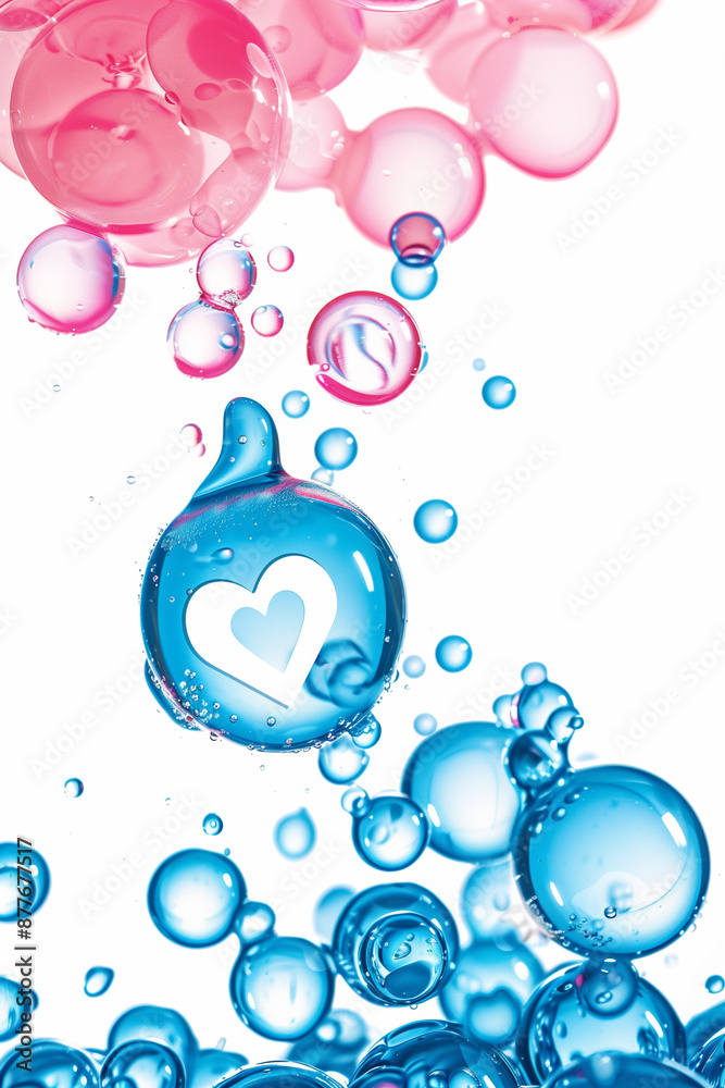 Fototapeta premium Social media likes and heart bubbles isolated on white background. High quality photo