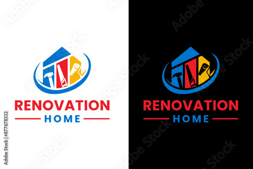 Renovation Home Tools Logo Design Vector Template